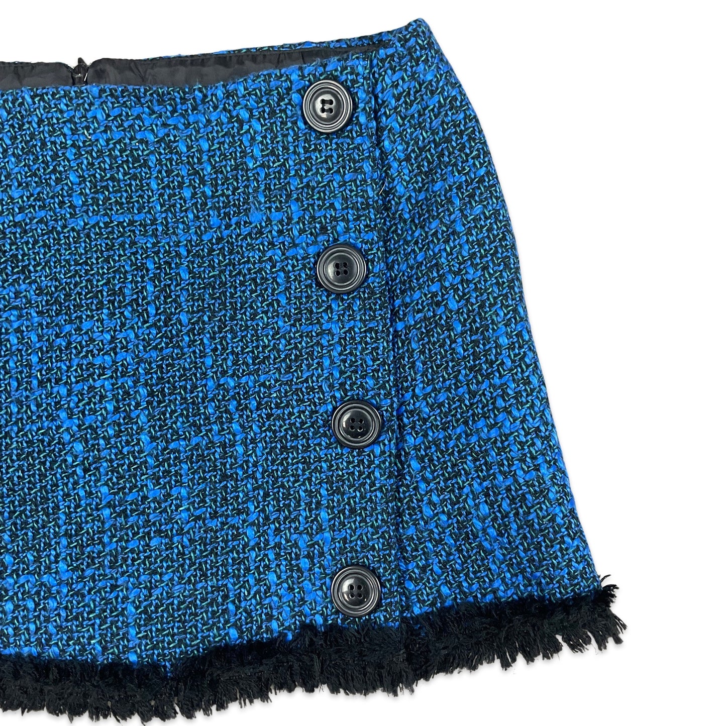 Vintage 90s Blue Black Dogtooth Mini Skirt 8 10