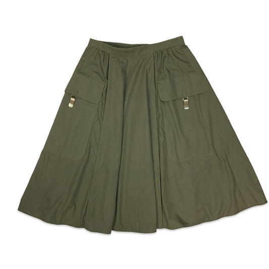 Y2K Khaki Green Midi Skirt 12