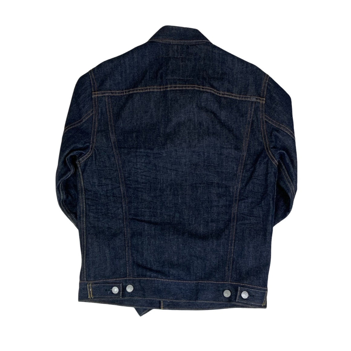 Vintage 90s (75230) Levi Dark Blue Raw Denim Trucker Jacket S M