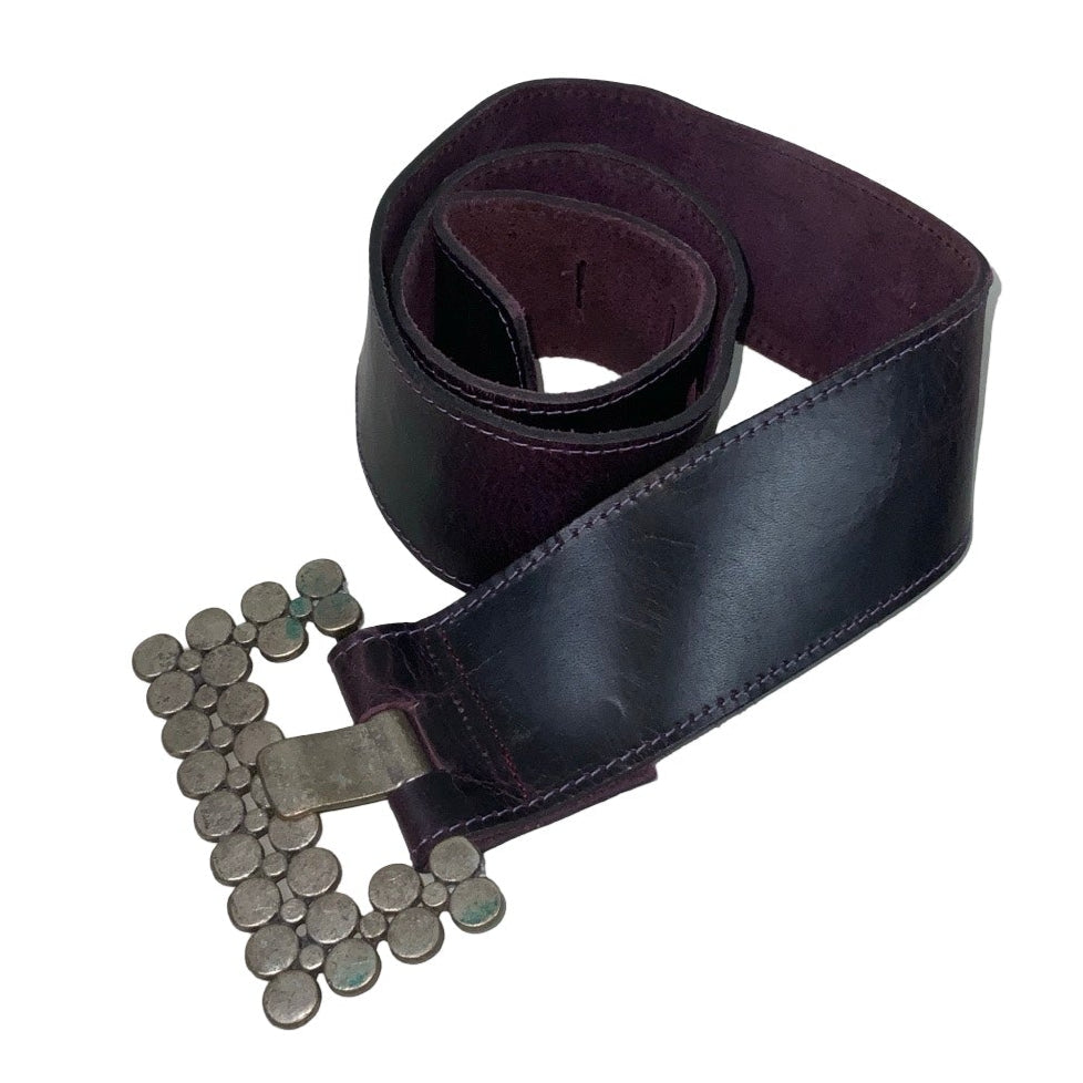 Vintage 90s 00s y2k ‘Kampara’ Purple Soft Suede Leather Silver Square Buckle Belt