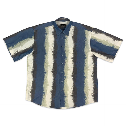 Vintage Blue & White Striped Shirt XXL