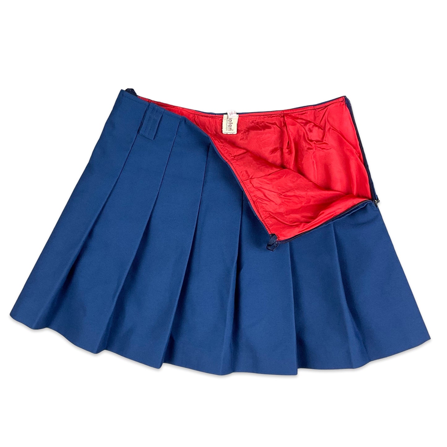 Vintage 70s Blue Pleated Mini Skirt 6 8