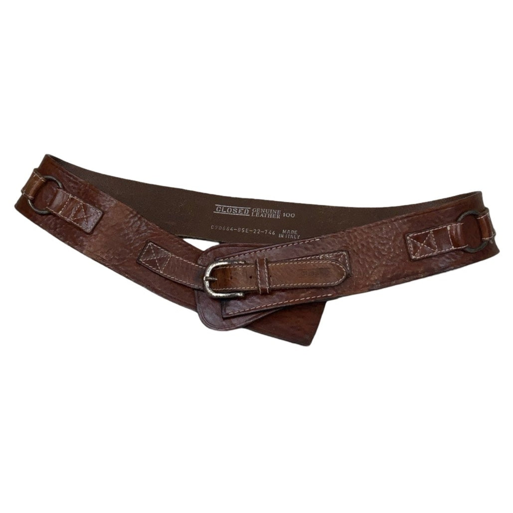 Vintage 80s 90s 'Closed' Brown Genuine Leather Western Belt