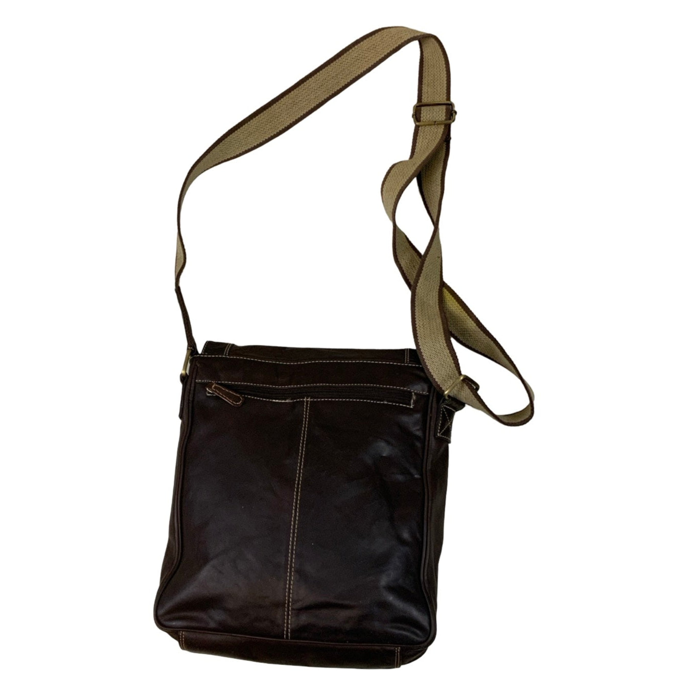 Vintage 90s 00s Y2k Brown Leather Messenger Shoulder Cross Body Bag