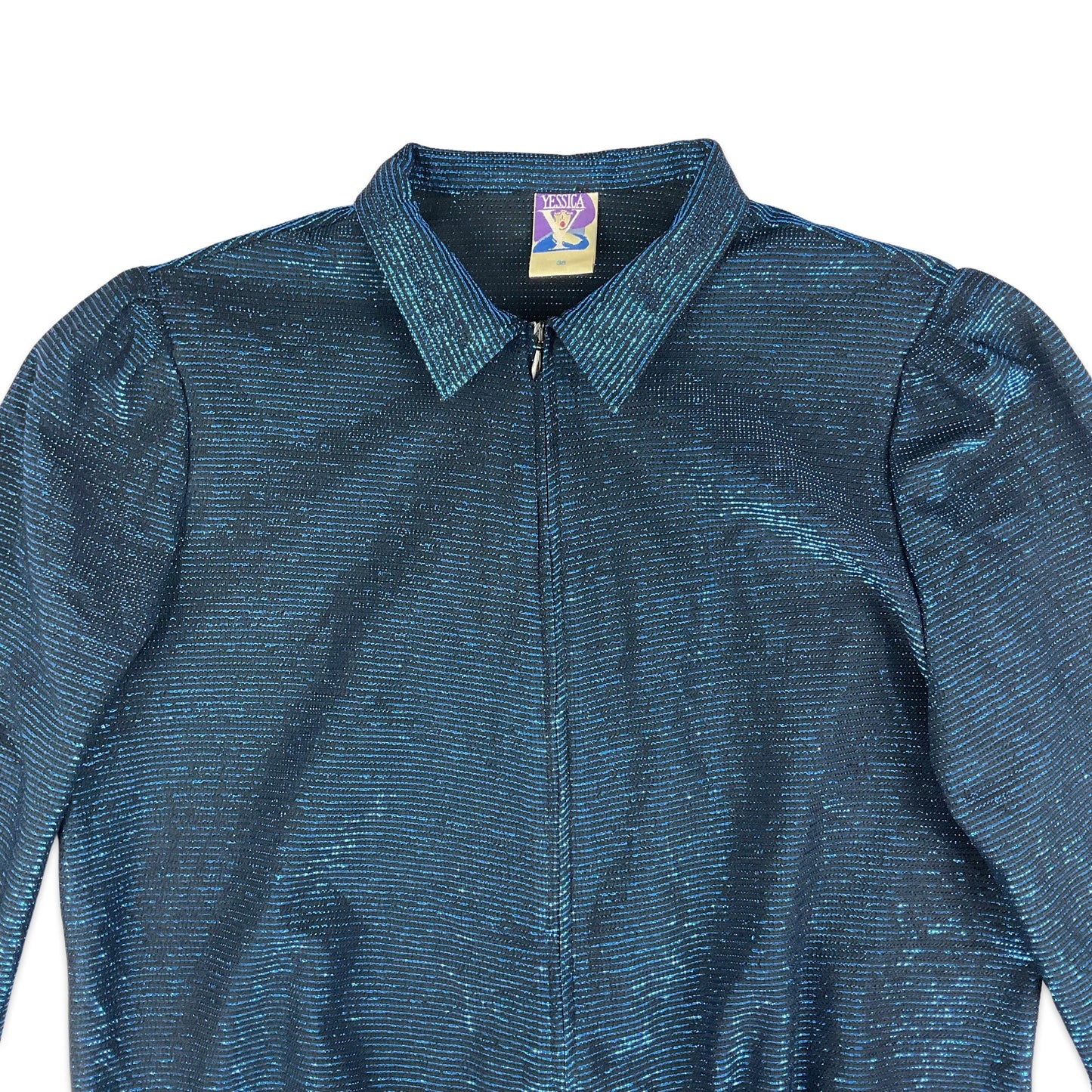 80s Black & Blue Sparkly Zip Up Jacket