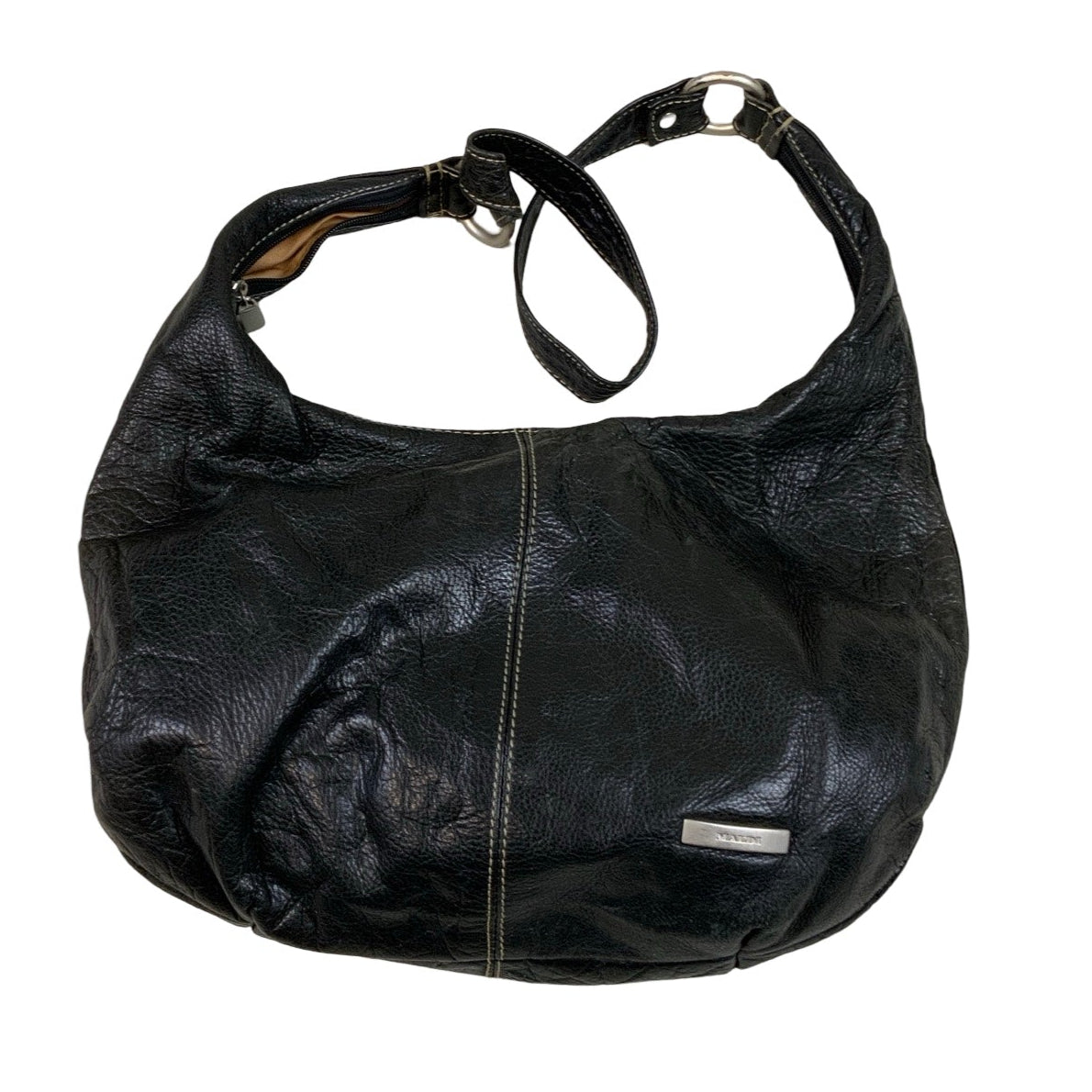 Vintage 90s ‘Maldi’ Black Leather Slouch Hobo Handbag