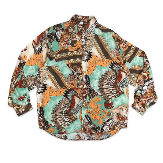 Vintage Western Print Shirt L