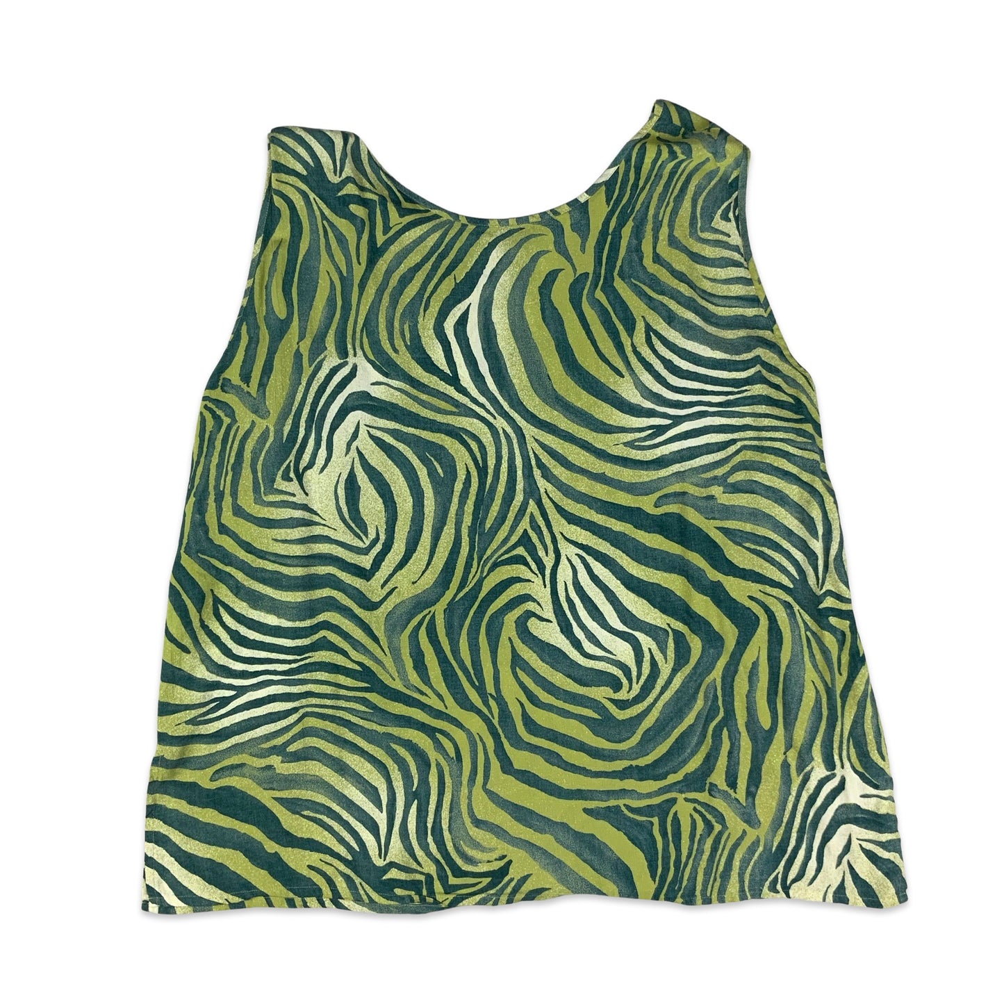 Vintage Green Zebra Print Loose Fit Vest Top