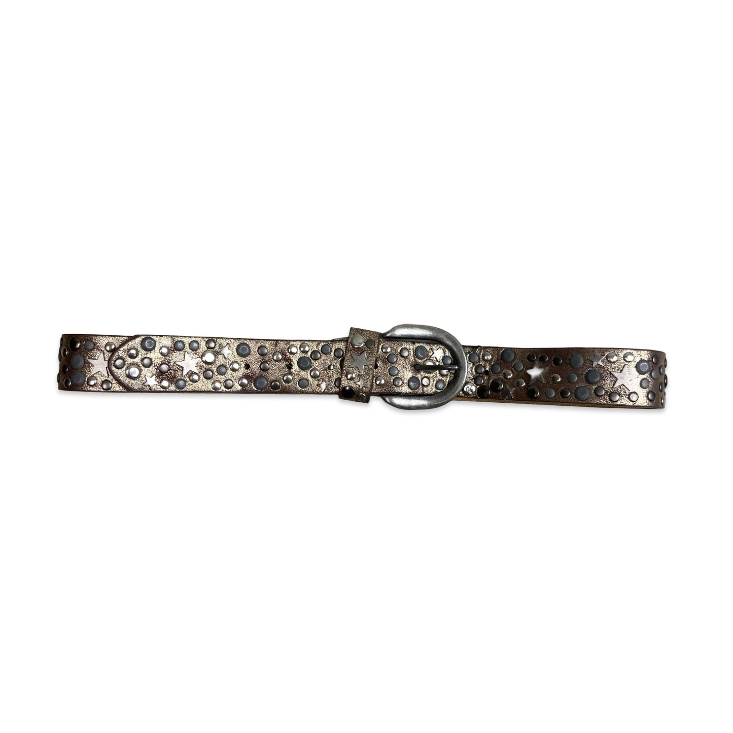 Vintage Metallic Silver Belt with Star Studs