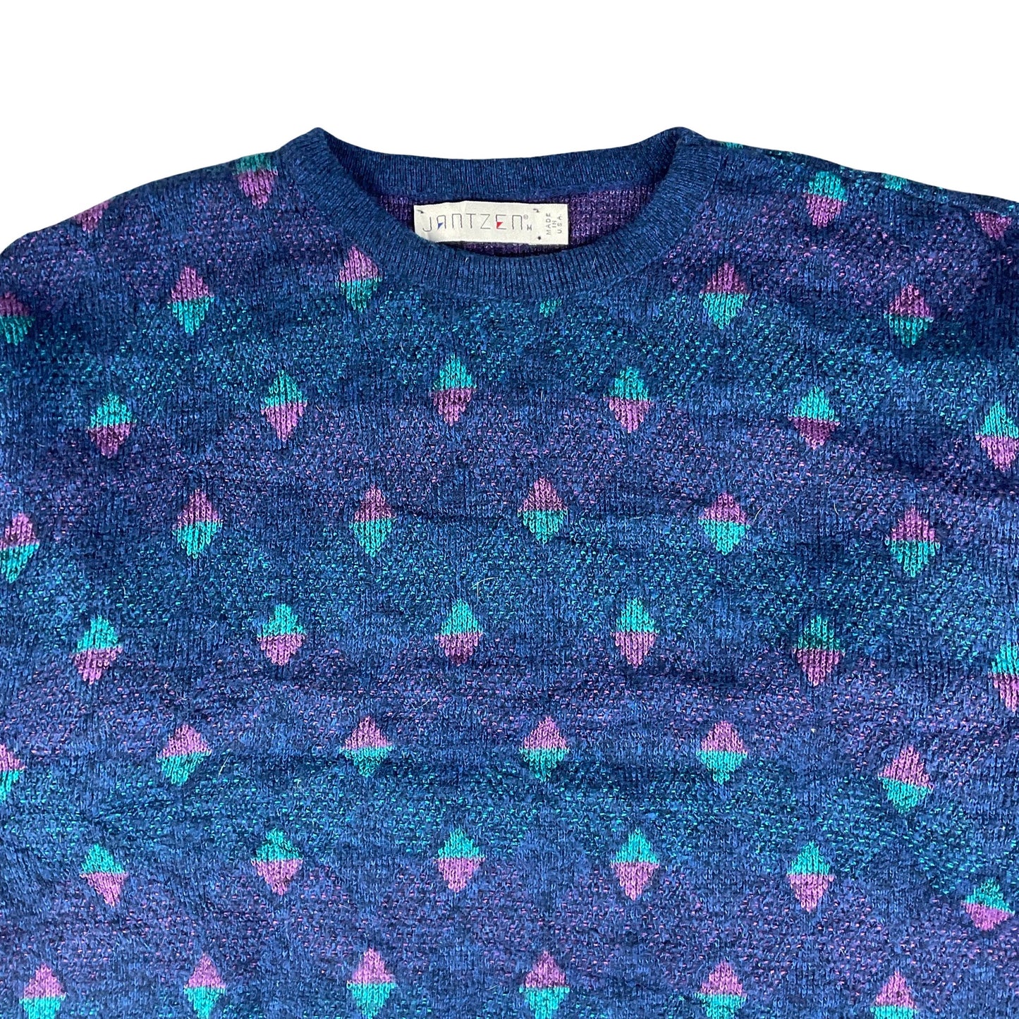 80s Blue & Purple Patterned Knit Jumper