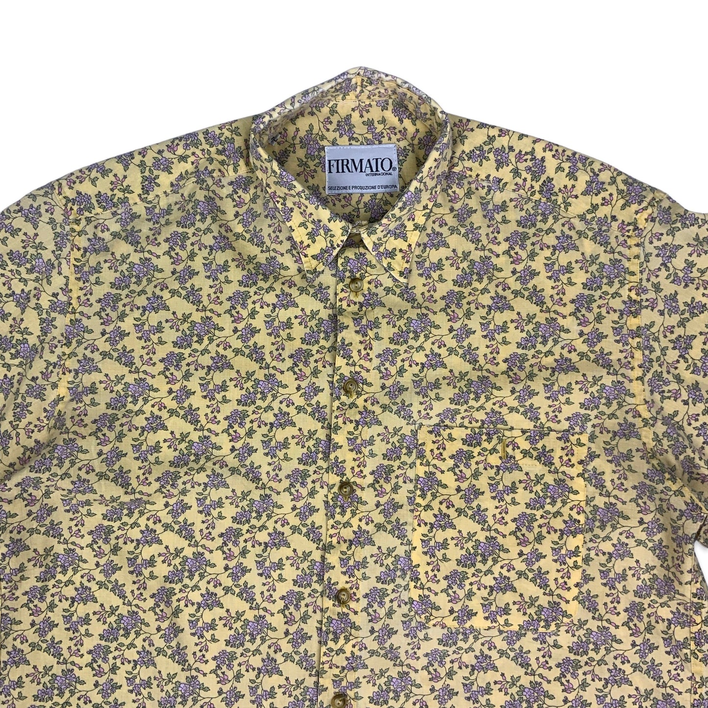 Vintage Yellow & Purple Floral Shirt L