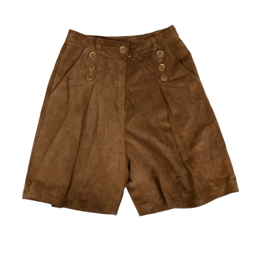 Vintage 60s 70s 'Design' High Waisted Brown Suede Culotte Shorts 10 12