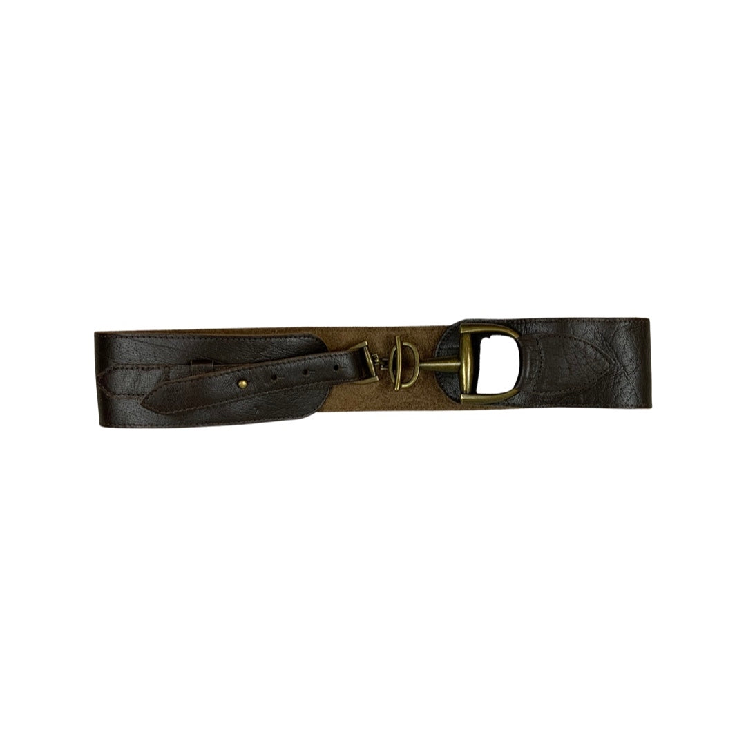 Vintage Bridle Buckle Brown Leather Belt
