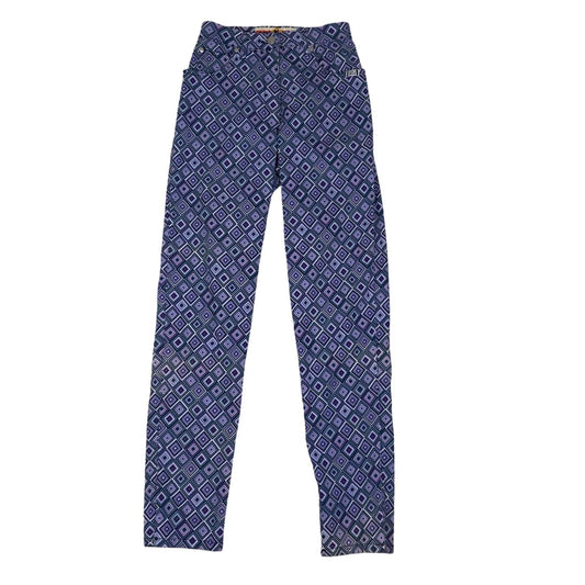 Vintage 70s ‘Wild Jeans’ Purple Blue White Geometric Psychedelic Straight Leg Jeans XS 4 6