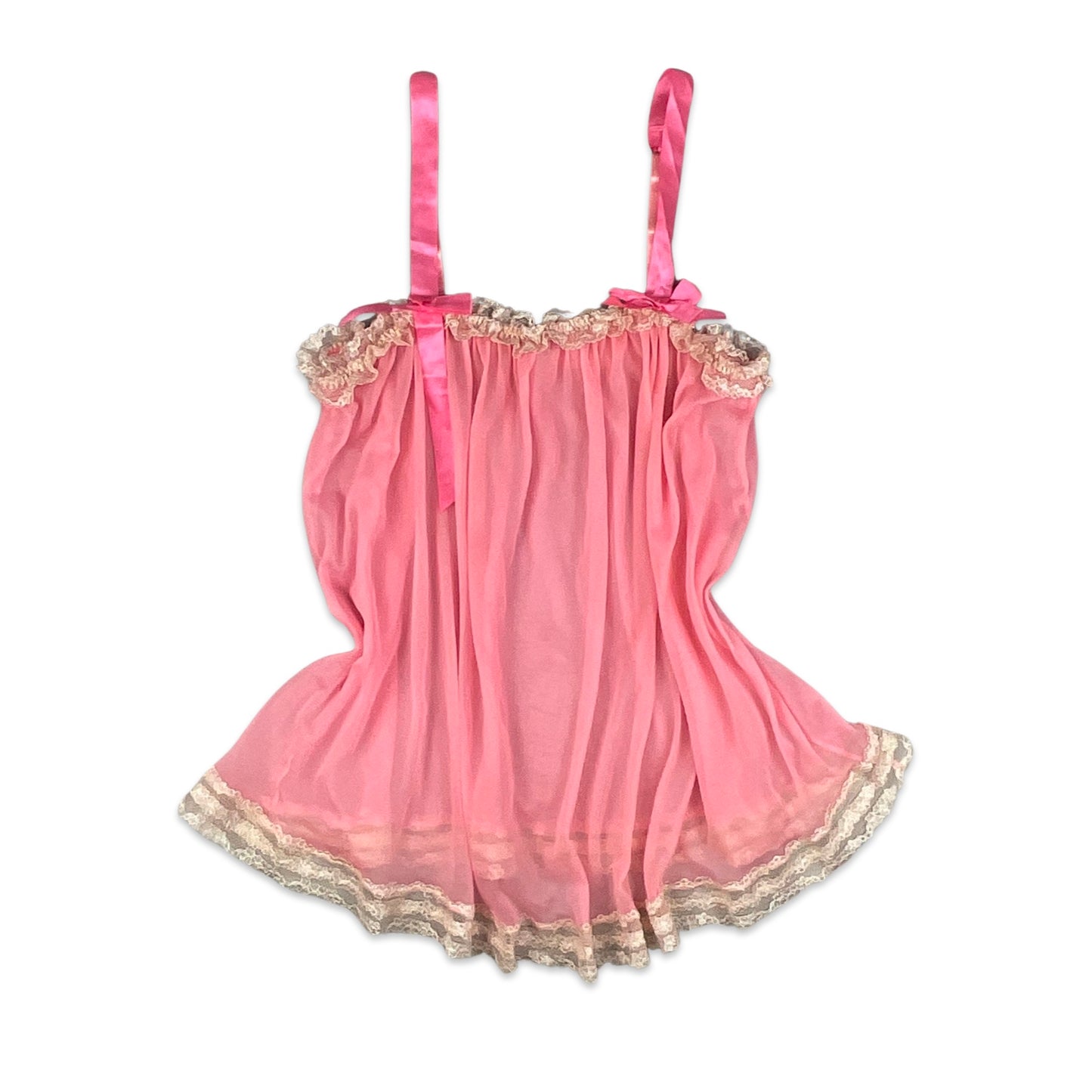 90s Y2K Pink Sheer Babydoll Top 6 8