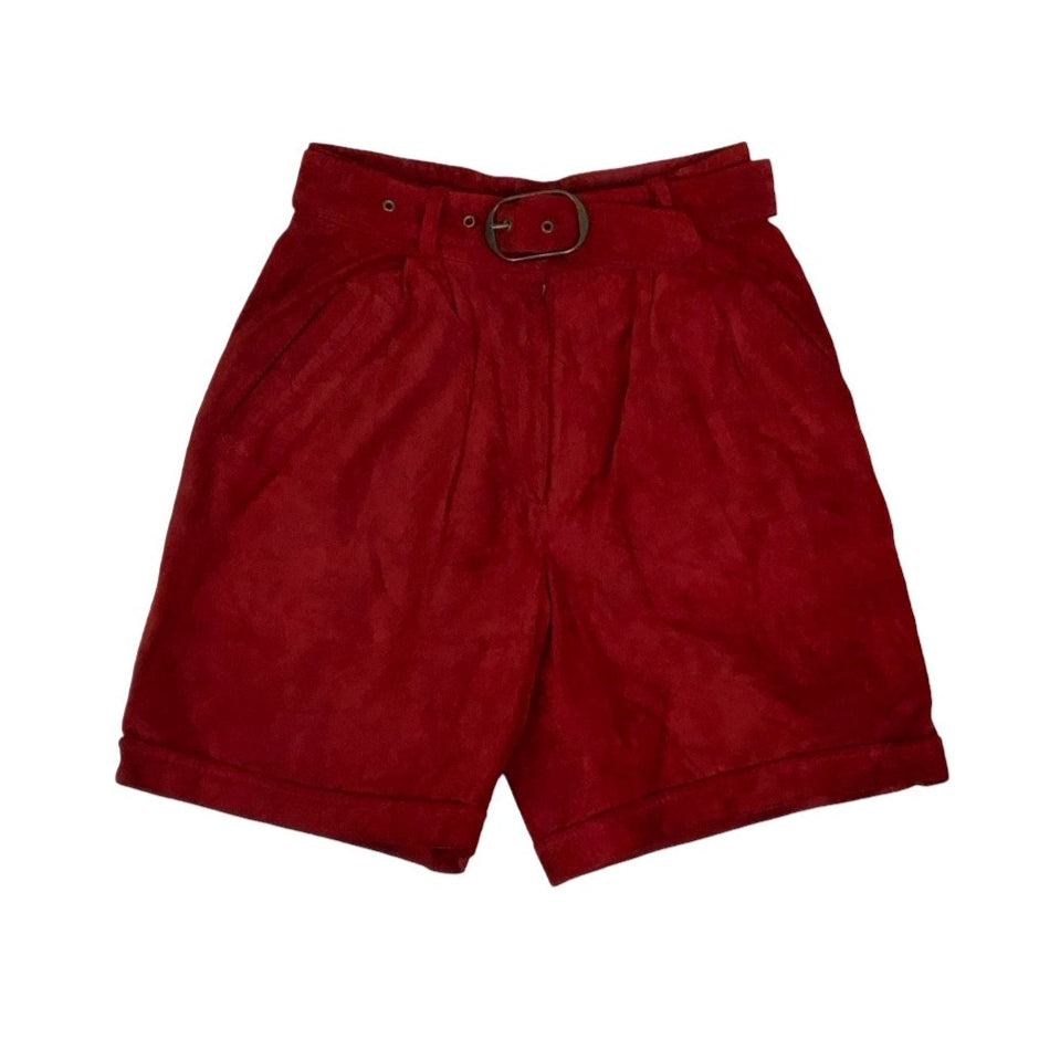 Vintage 80s 90s Red Suede High Waisted Shorts 8 10