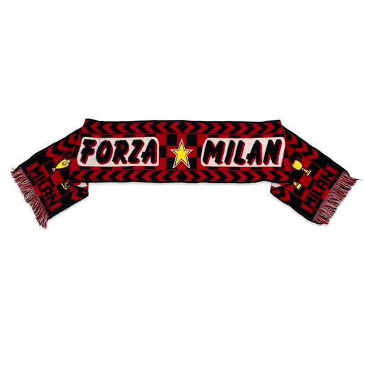 Vintage Red & Black Checkered Milan FC Scarf
