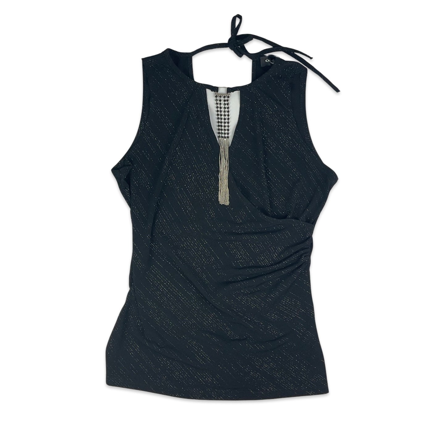 Y2K Black Sparkly Diamanté Chain Vest Top 6 8