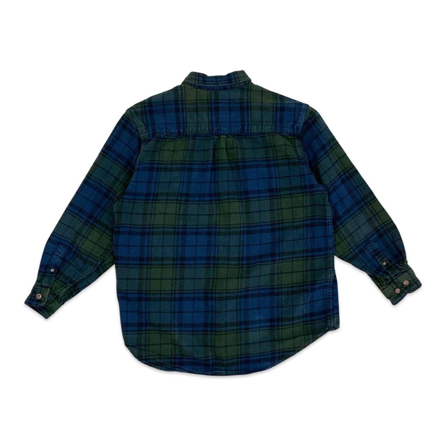 Vintage Green & Blue Plaid Flannel Shirt L XL