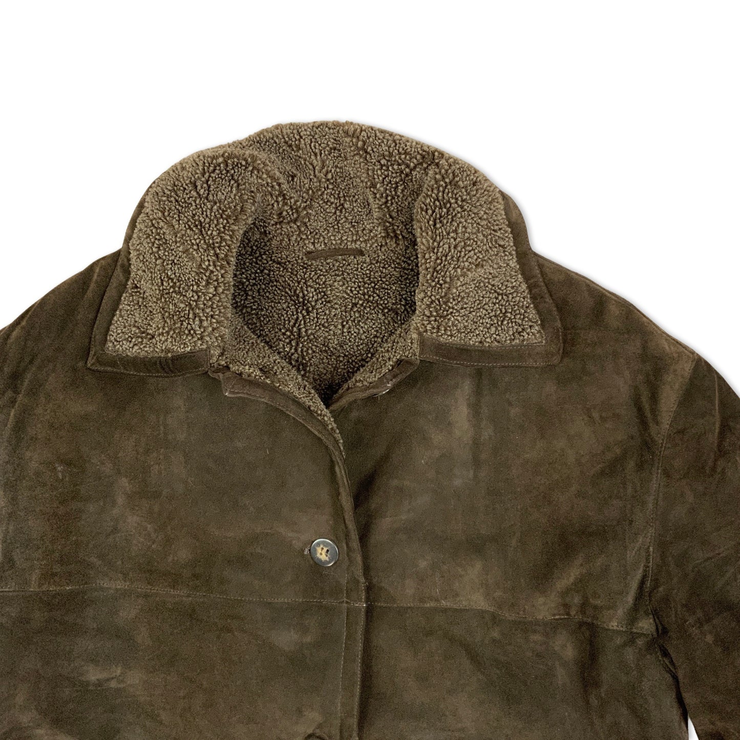 Vintage Brown Suede Shearling Coat 18 20