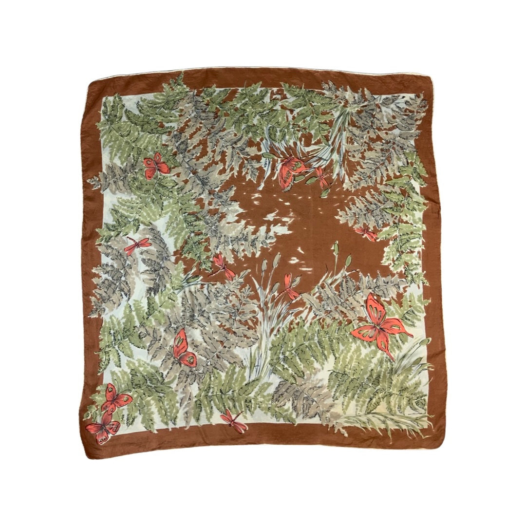 Vintage Botanical Patterned Silk Scarf