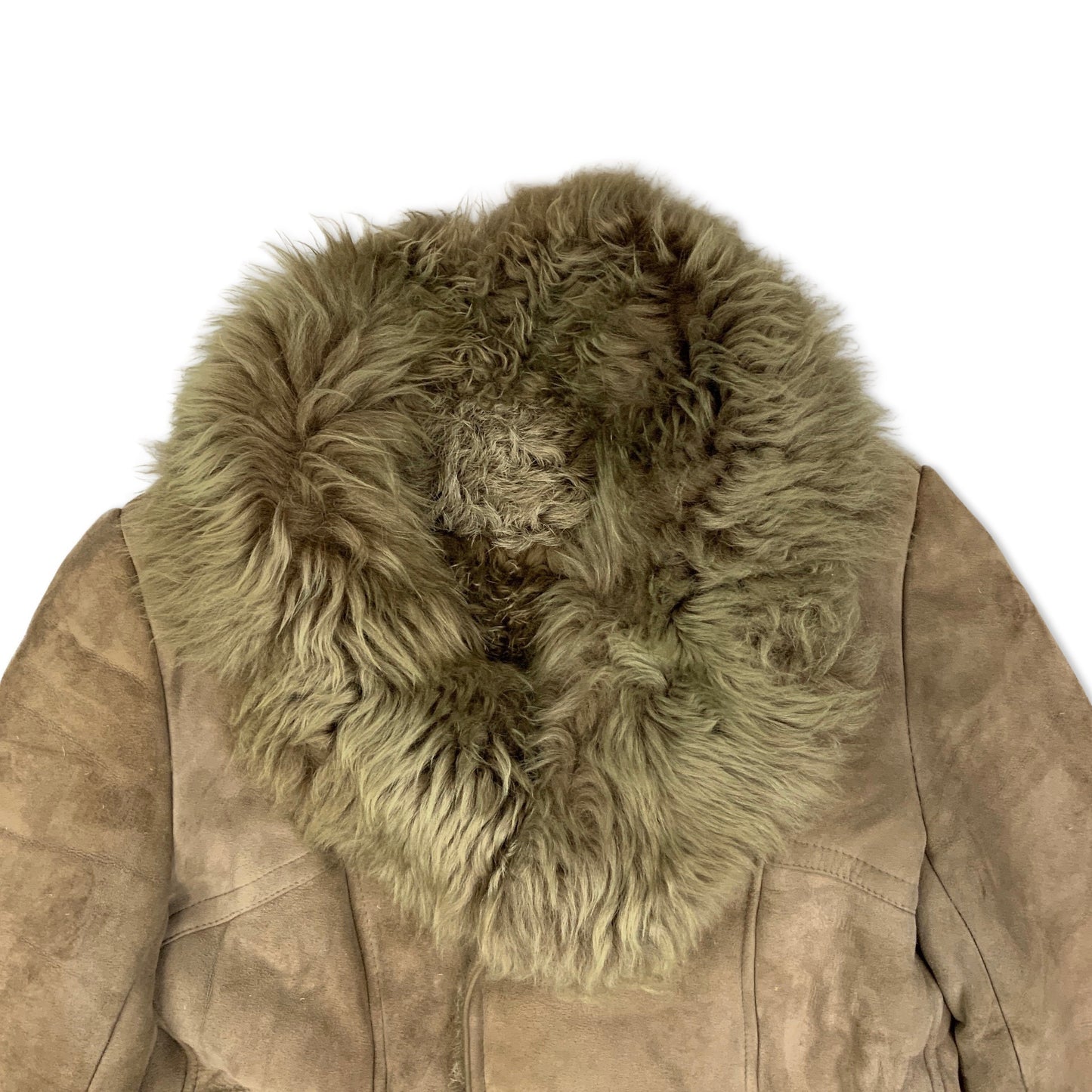 Vintage Y2K Double Breasted Light Brown Shearling Coat 16 18