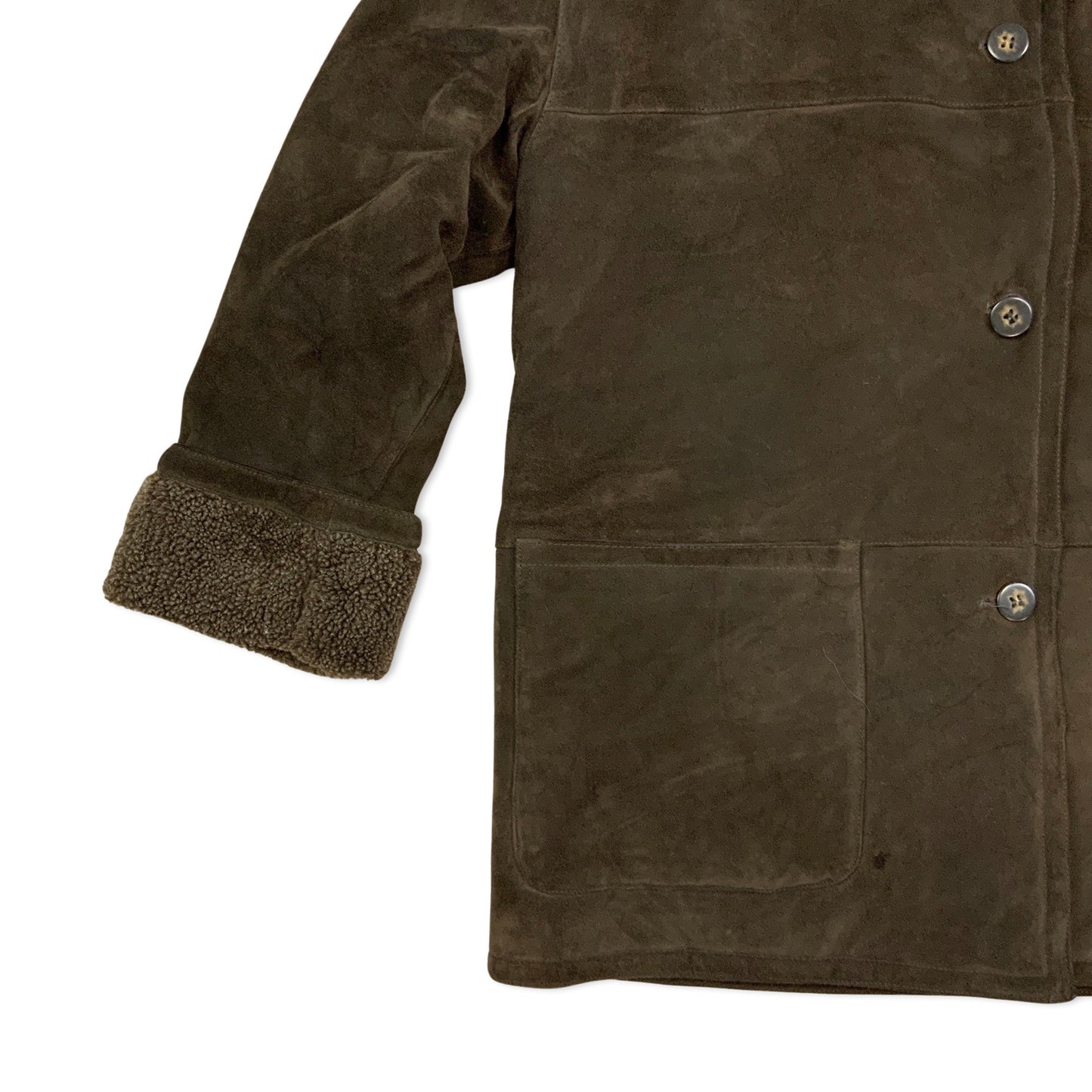 Vintage Brown Suede Shearling Coat 18 20