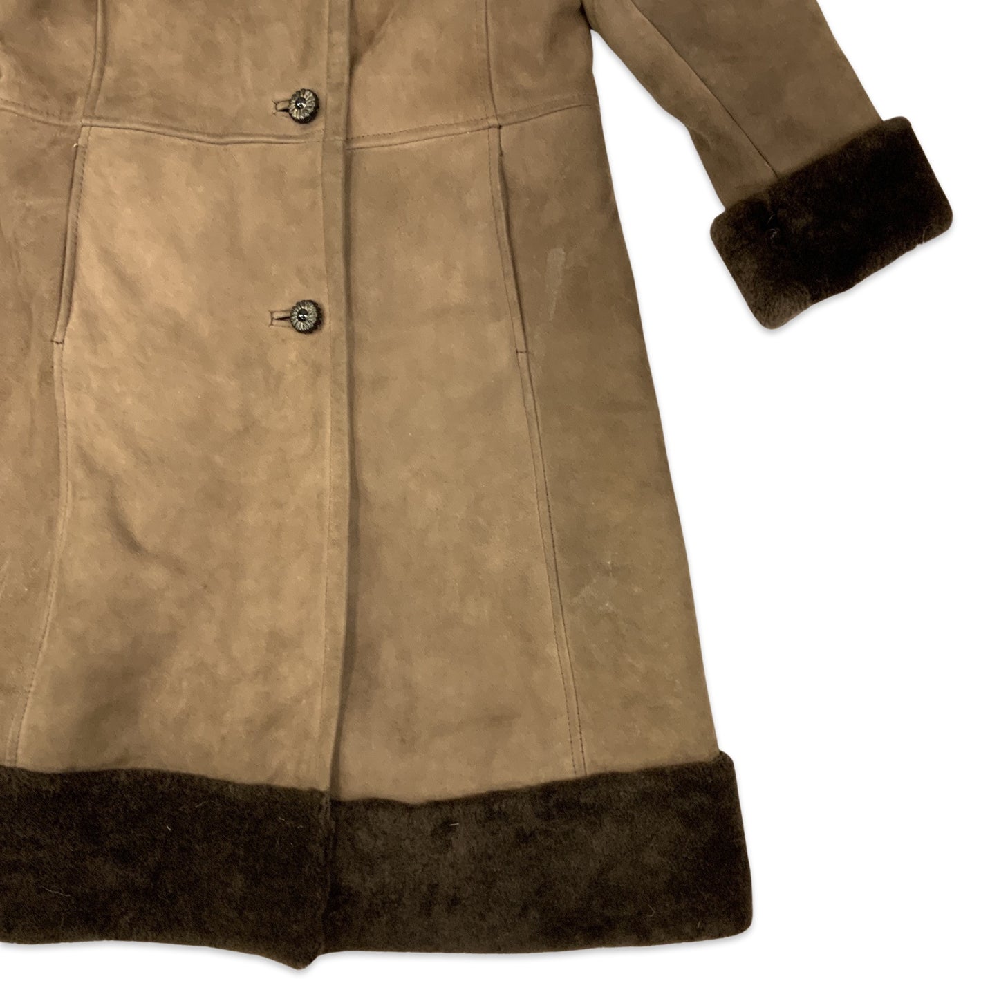 Vintage 70s Brown Midi Shearling Coat 10 12 14