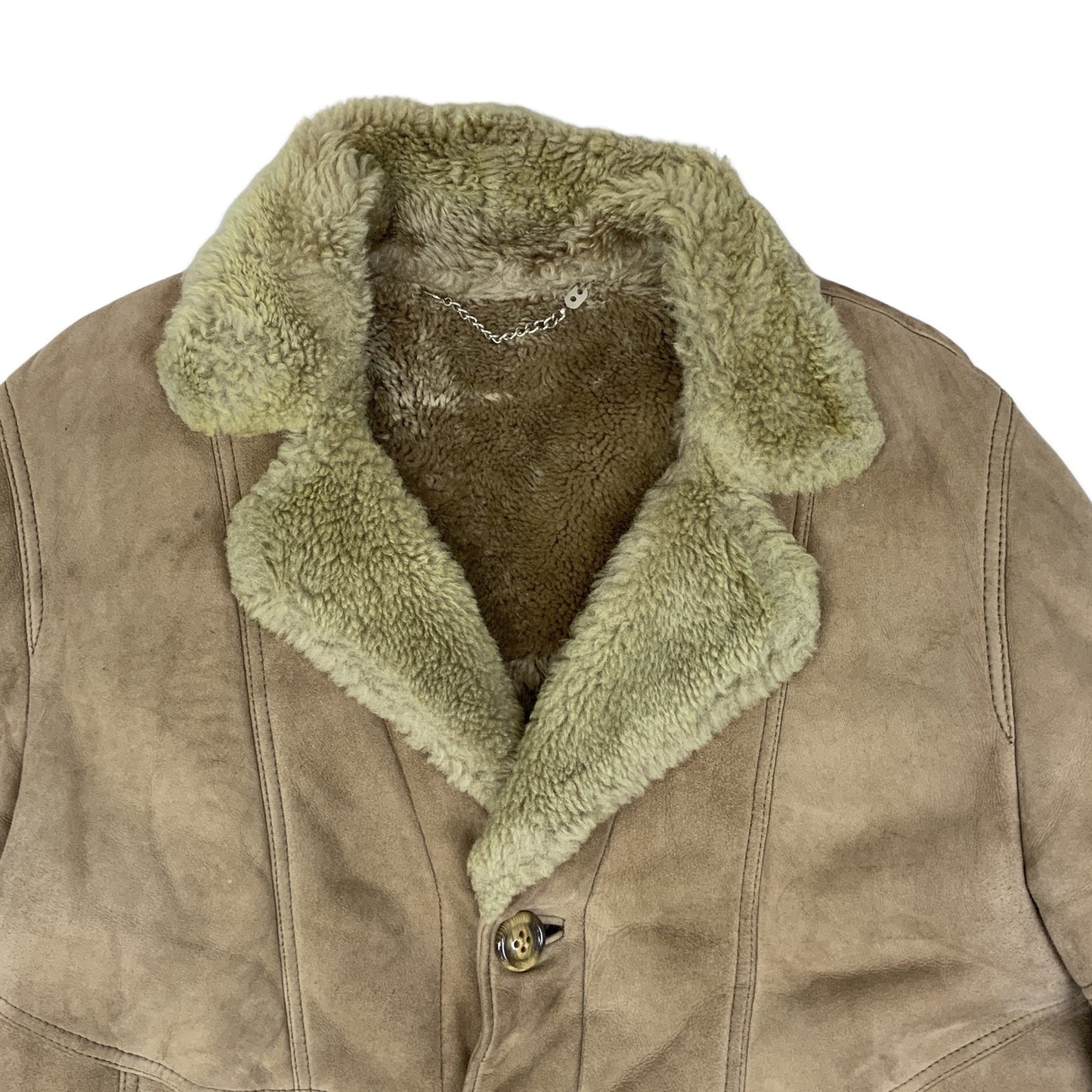 Vintage Brown Sheepskin Shearling Coat M L