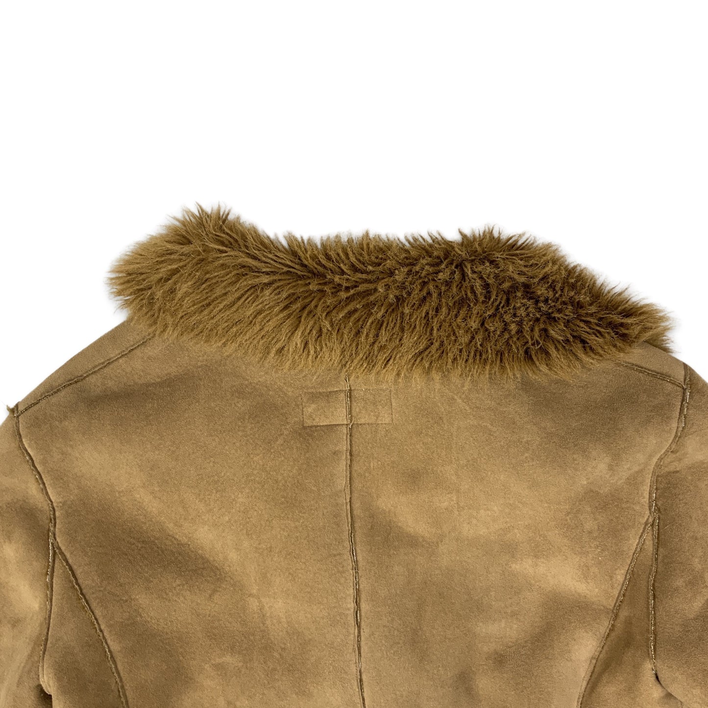 Vintage 90s Brown Shearling Coat with Faux Fur Collar 14 16