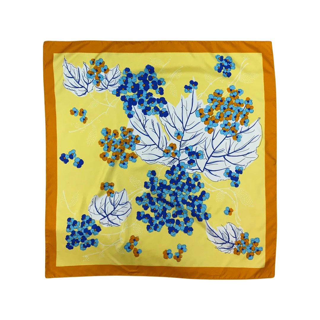 Vintage Yellow and Blue Floral Scarf