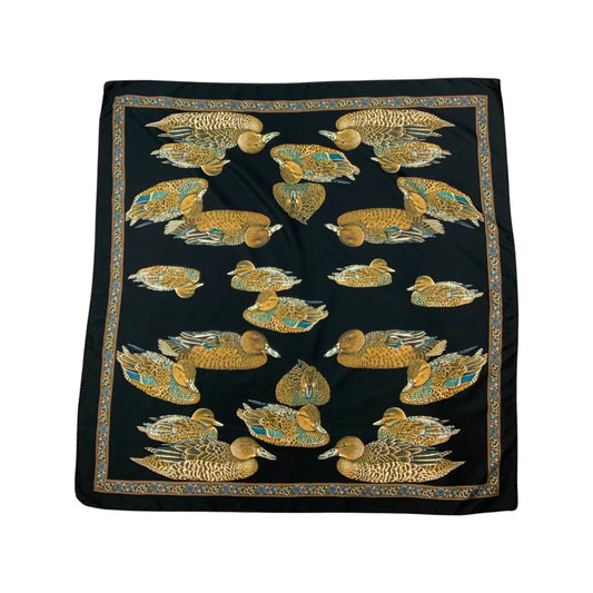 Vintage Black Duck Print Silk Scarf