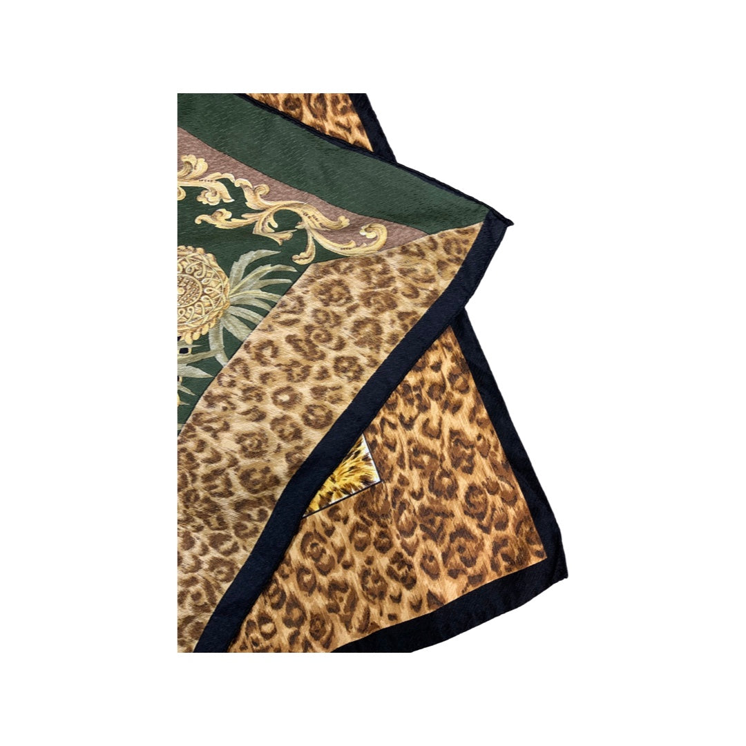 Vintage Leopard Print Silk Scarf