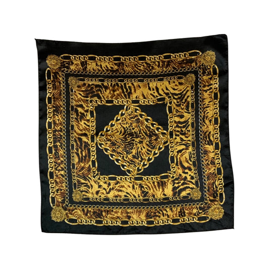 Vintage Black and Gold Animal Print Scarf