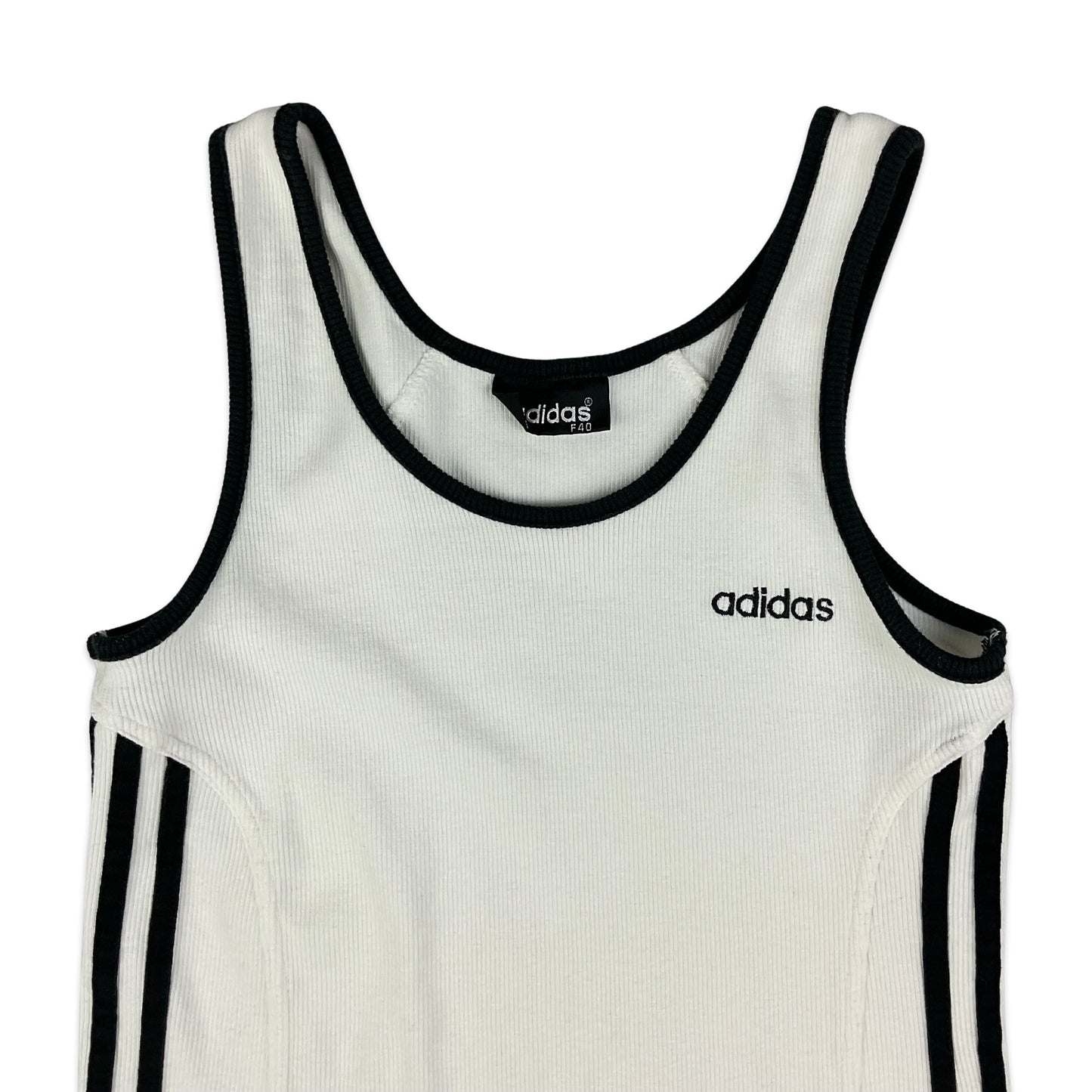 Vintage Adidas White & Black Ribbed Vest Top 8 10