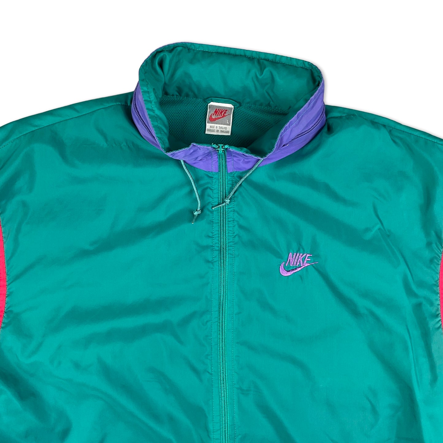 Vintage 80s Nike Green Purple & Red Windbreaker Jacket L