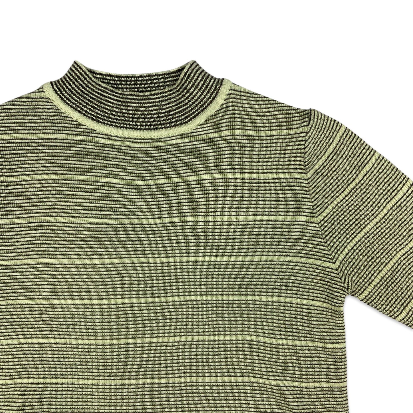 Green & Black Striped Short Sleeve Jumper 10 12 14