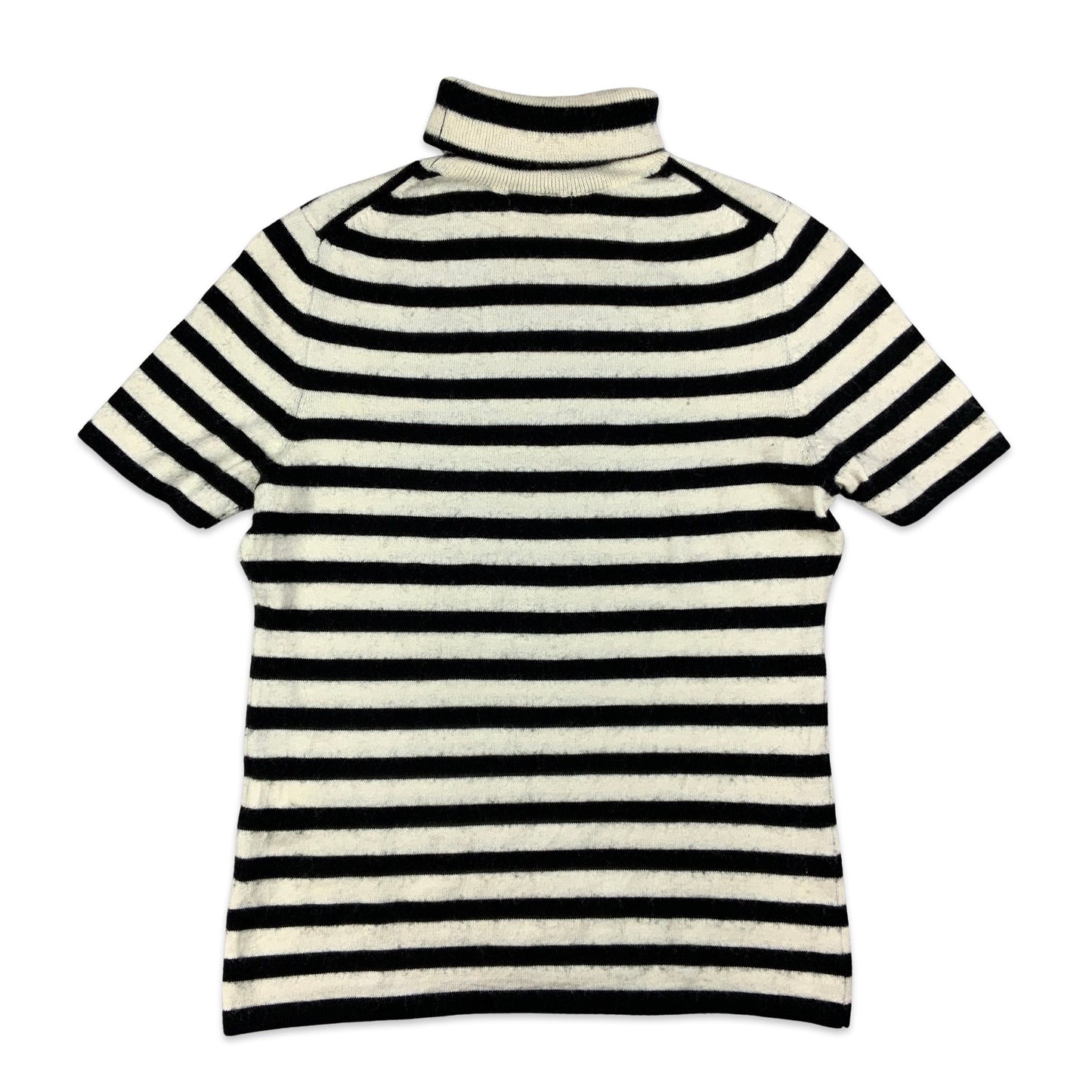 Black & White Striped Short Sleeve Turtleneck Jumper 10 12 14
