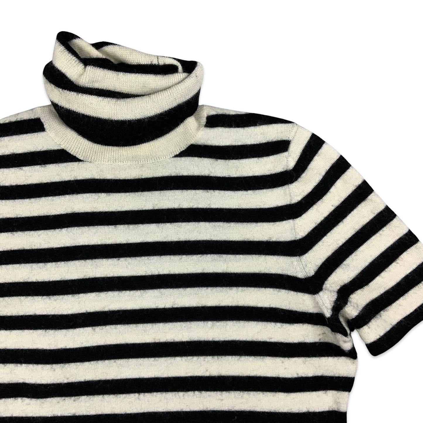 Black & White Striped Short Sleeve Turtleneck Jumper 10 12 14