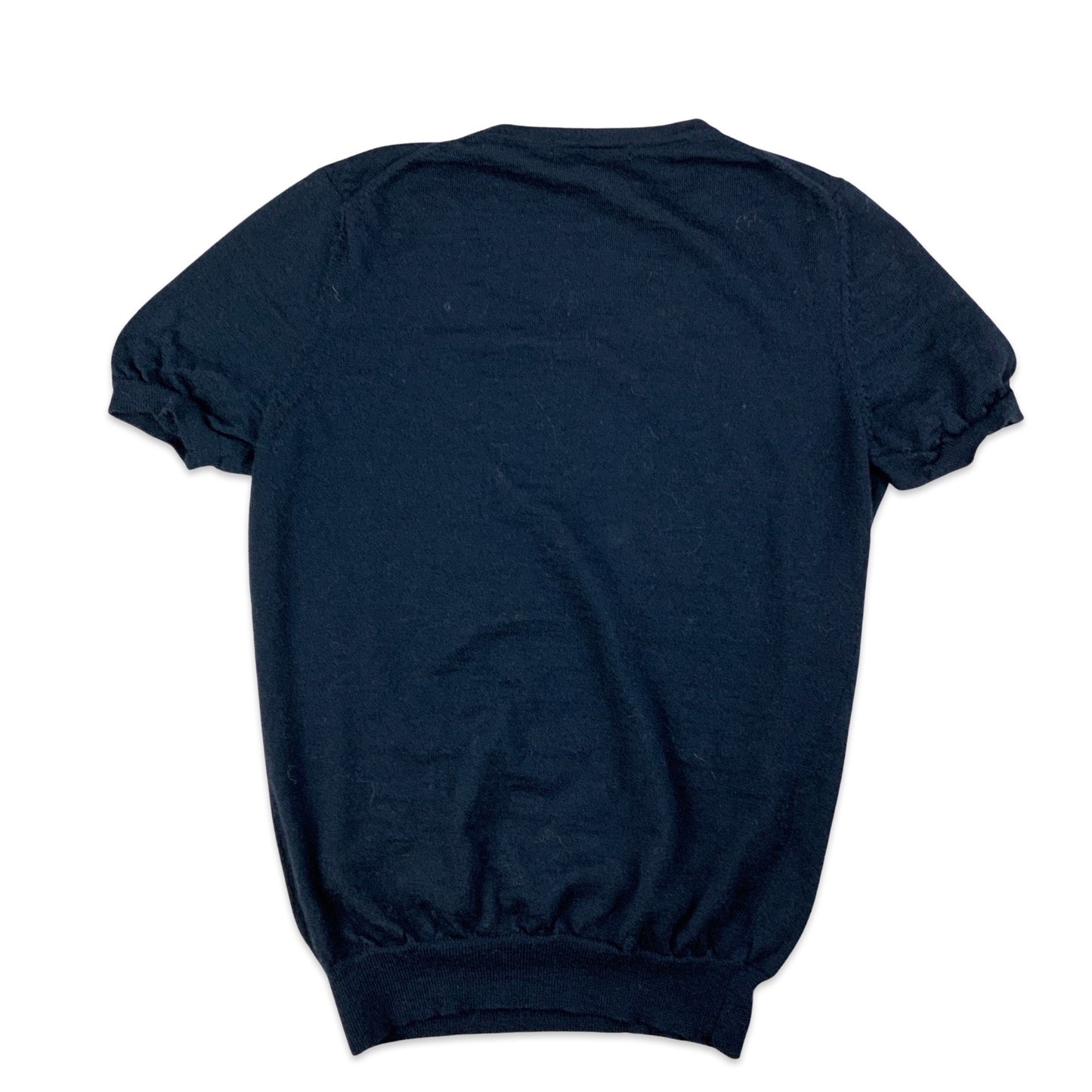 Navy & Blue Argyle Print Short Sleeve Jumper 10 12 14
