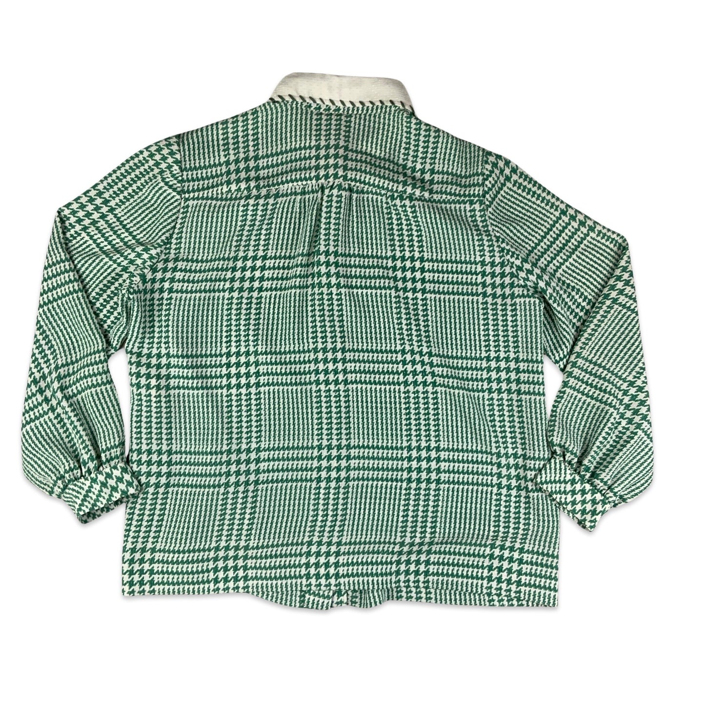 Vintage 90s Green & White Dogtooth Print Blouse 16 18