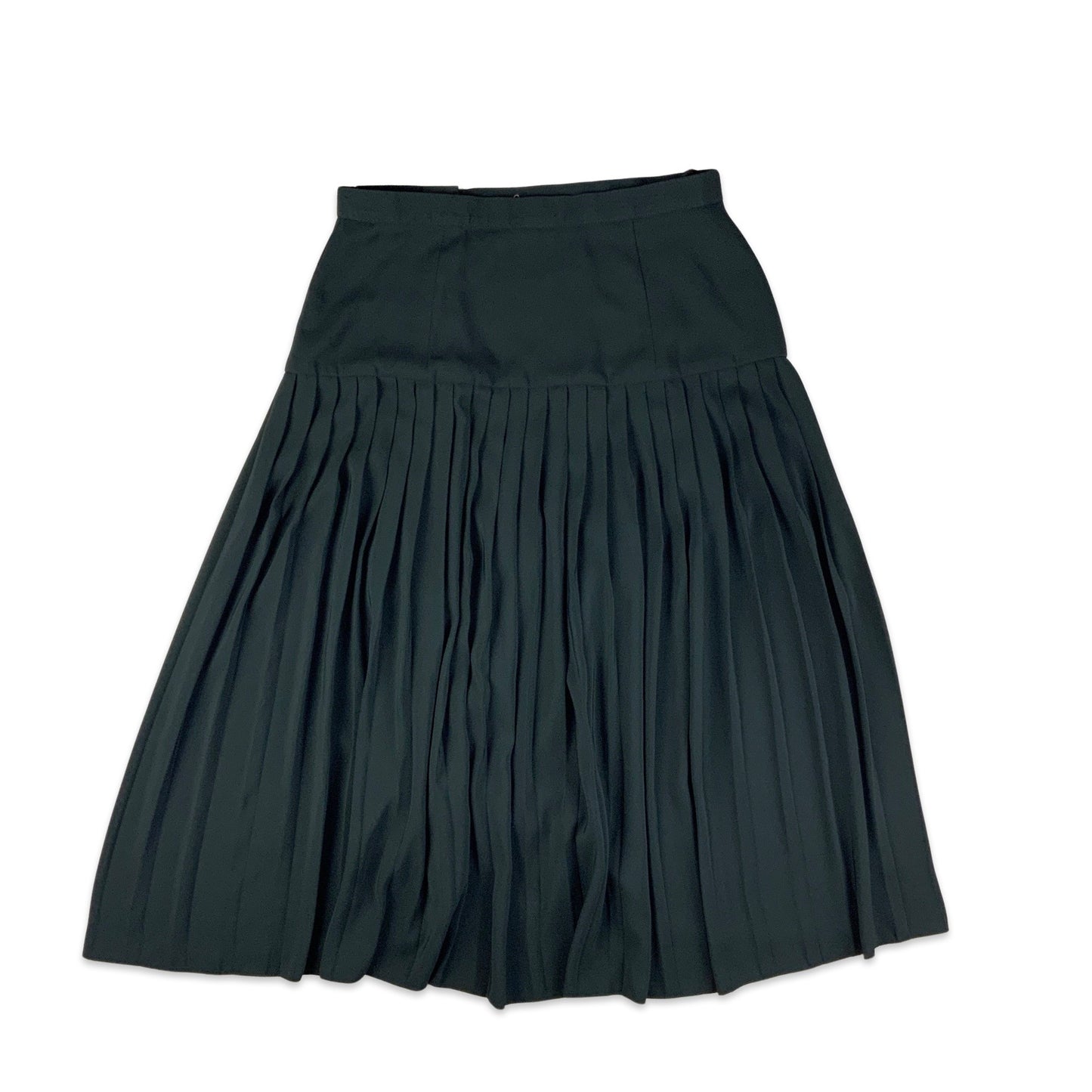 Vintage Black Pleated Button-up Midi Skirt 10