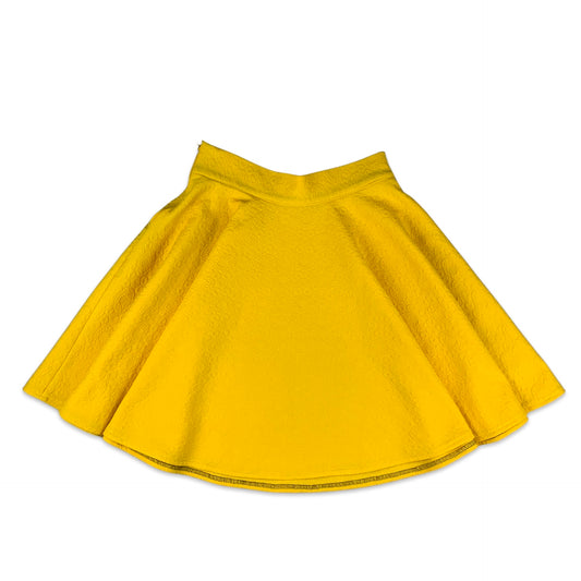 Vintage Yellow Floral Embossed Midi Skirt 10