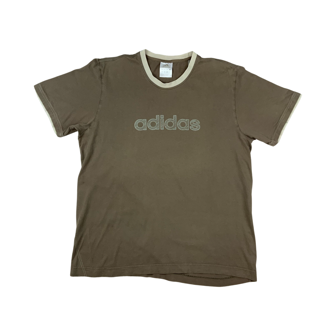 Vintage Y2K Adidas T-Shirt Brown L