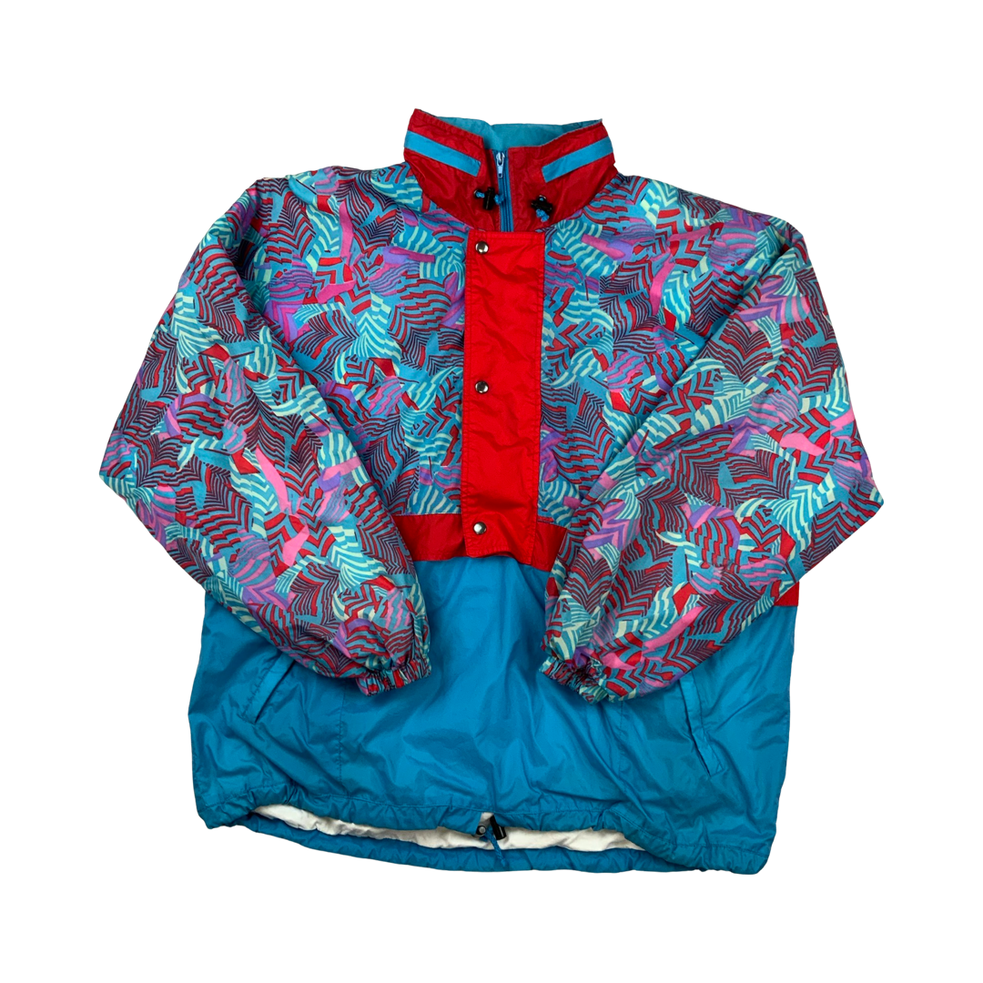 Vintage 90s 1/2 Zip Shell Jacket Multi-Coloured Abstract 3XL