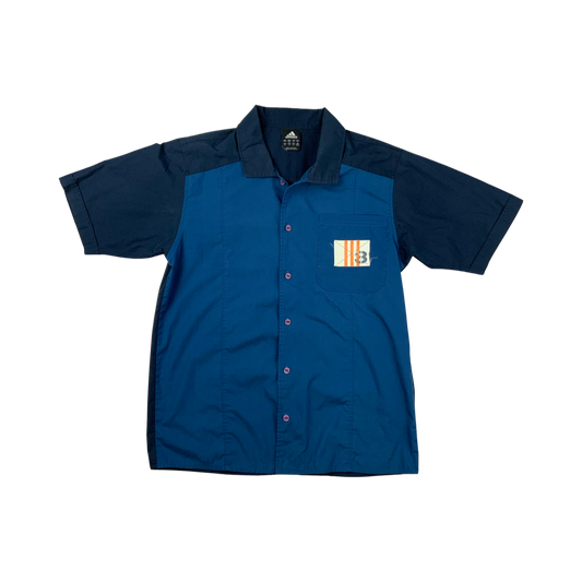 Vintage Y2K Adidas Button-Up Shirt Blue M