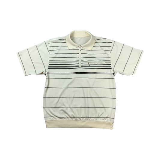 Vintage 90s Zip Polo Shirt Beige Mens M