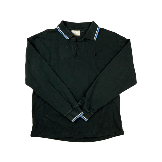 Vintage Y2K Lotto Long Sleeve Polo Shirt Black Mens M