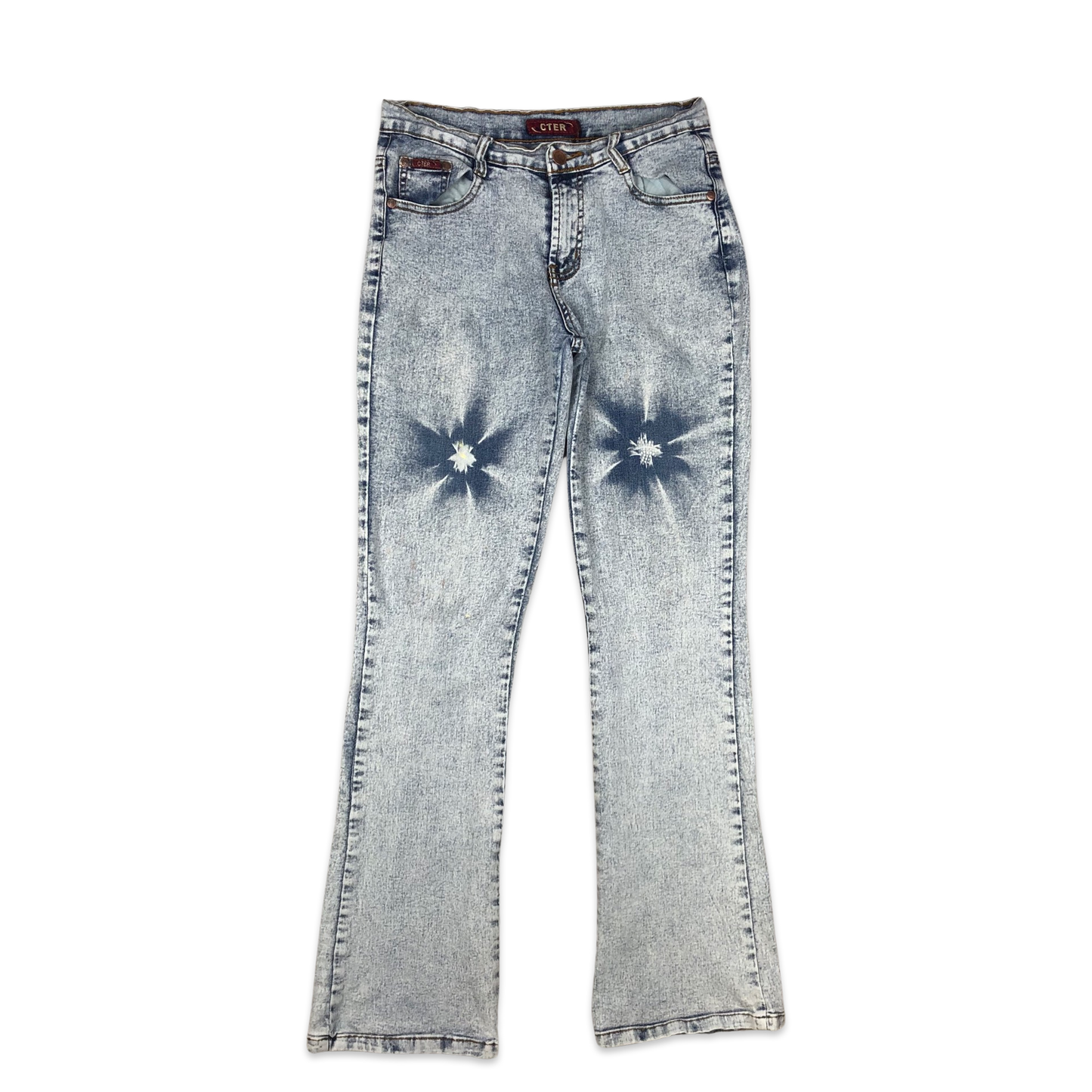 Vintage y2k Flower Print Flared Jeans 29W 33L