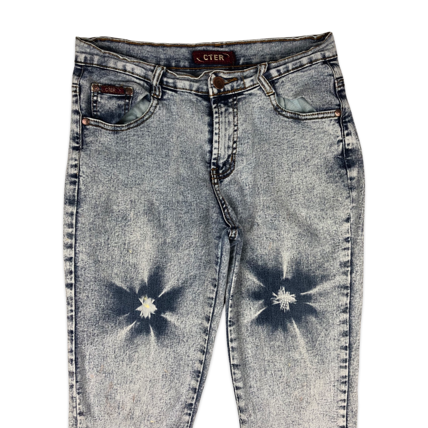 Vintage y2k Flower Print Flared Jeans 29W 33L